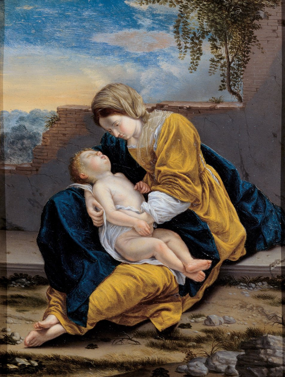 Madonna e criança em uma paisagem, 1621-1624 de Orazio Gentileschi