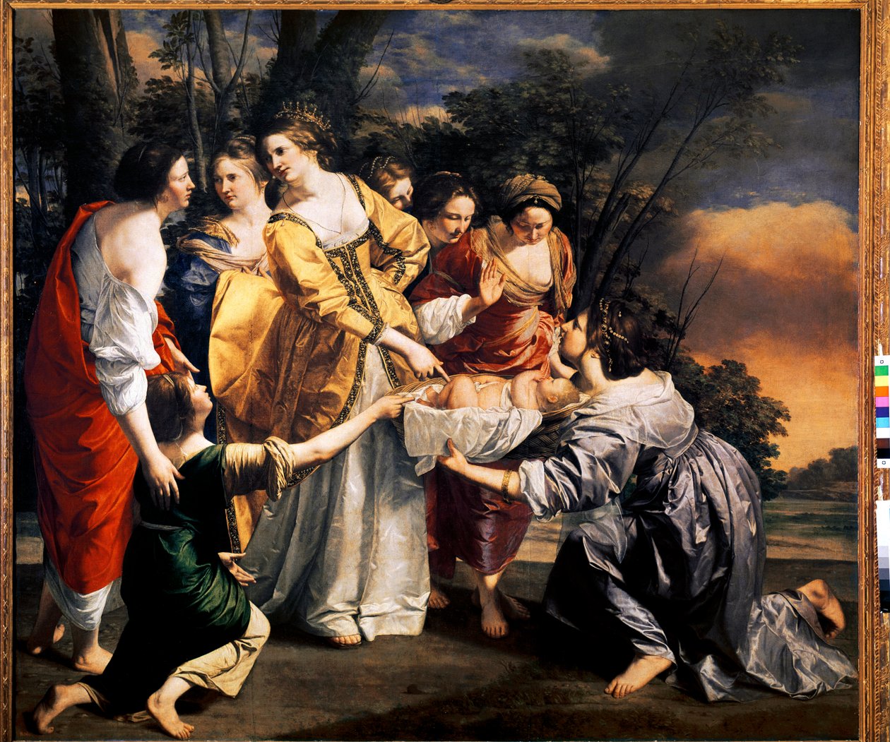 Moisés salva as águas do Nilo (óleo sobre tela de Orazio Gentileschi