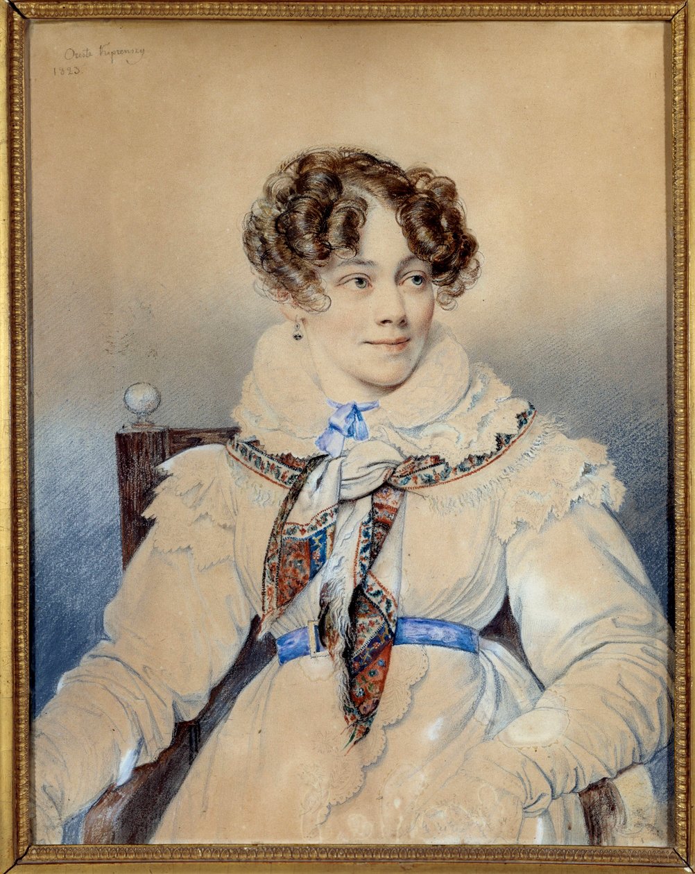 Retrato da escritora Sophie Rostopchine (1799-1874), Condessa de Segur Drawing de Orest Adamovich Kiprensky (Kiprenski) (1778-1836) de Orest Adamovich Kiprensky