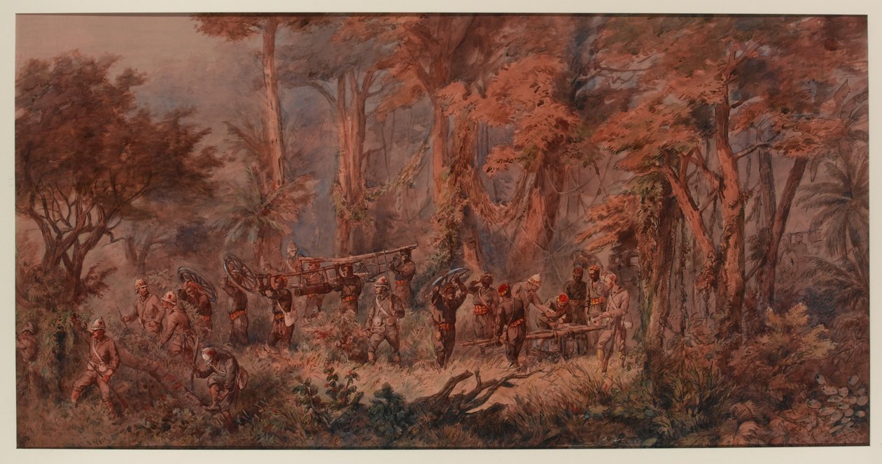 Brigada naval marchando para Mansuh , 1873 de Orlando Norie