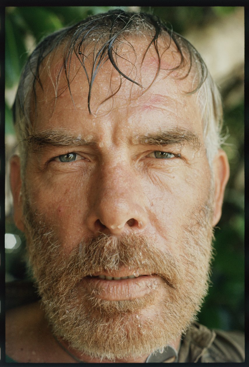 Lee Marvin em set para o "Inferno no Pacífico". de Orlando Suero