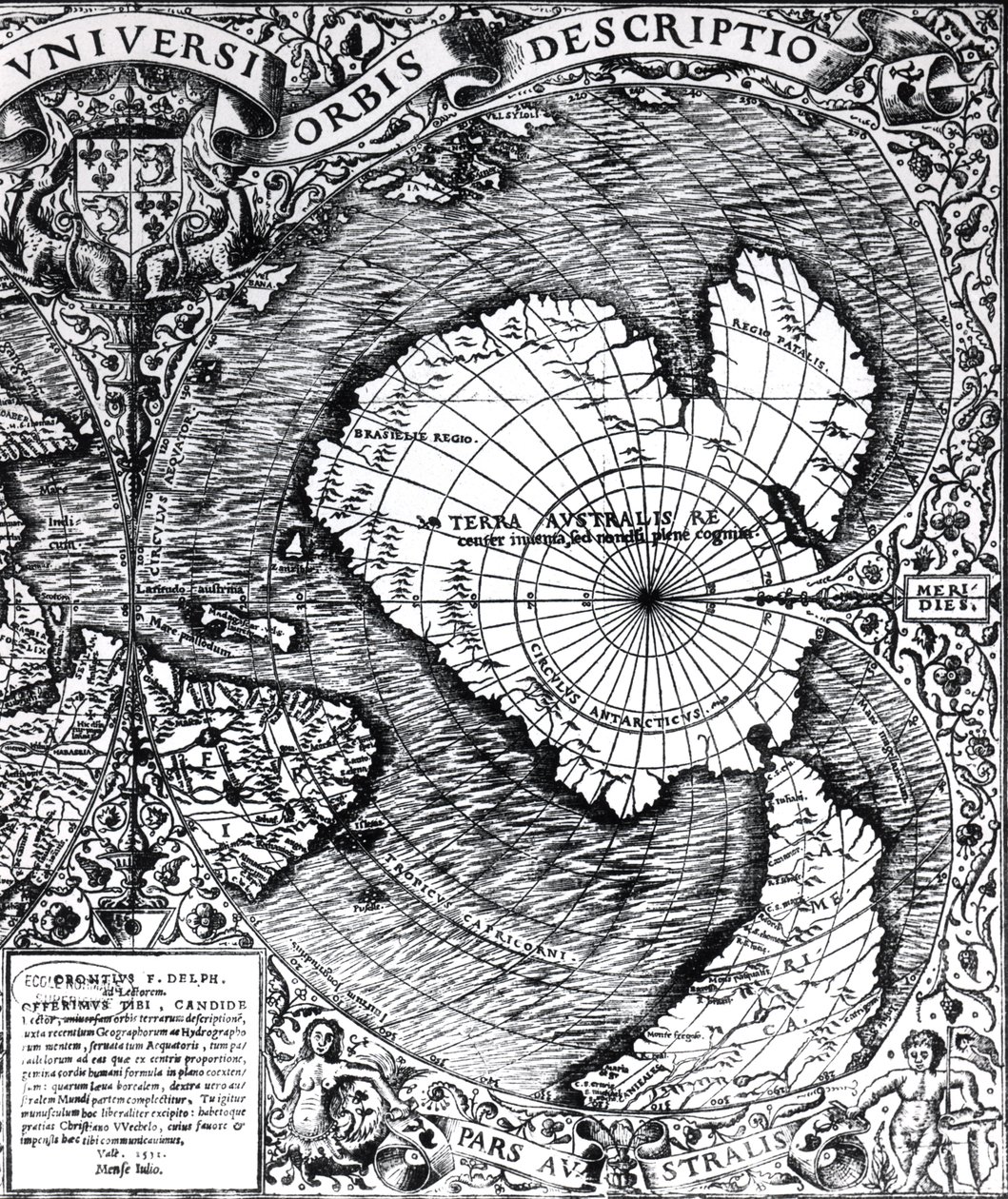 O Pólo Sul, detalhe do &39;Mappamonde a Projeção Cordiforme&39;, 1531 de Oronce Fine