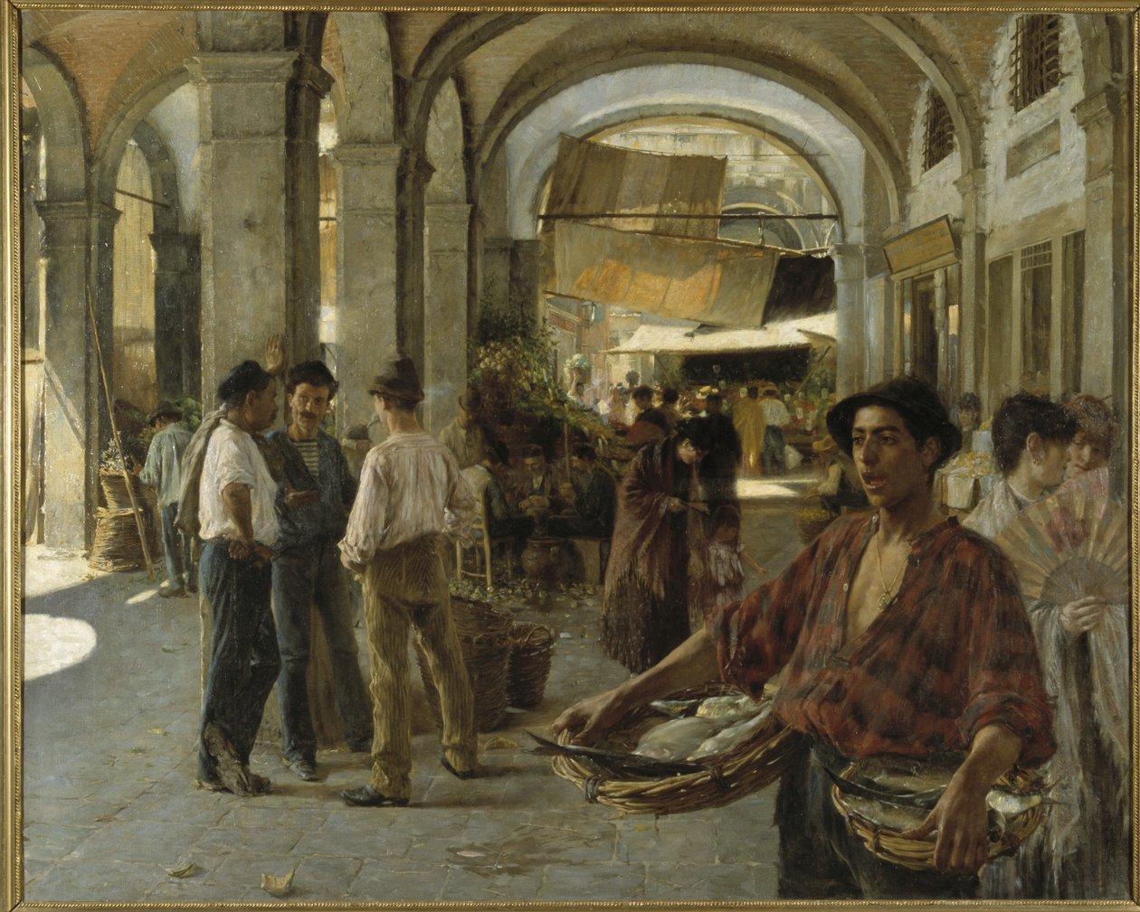 Um mercado coberto de Veneza, 1887 de Oscar Gustaf Bjorck