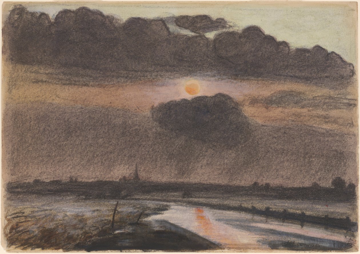 Pôr do sol no rio de Oscar Bluemner