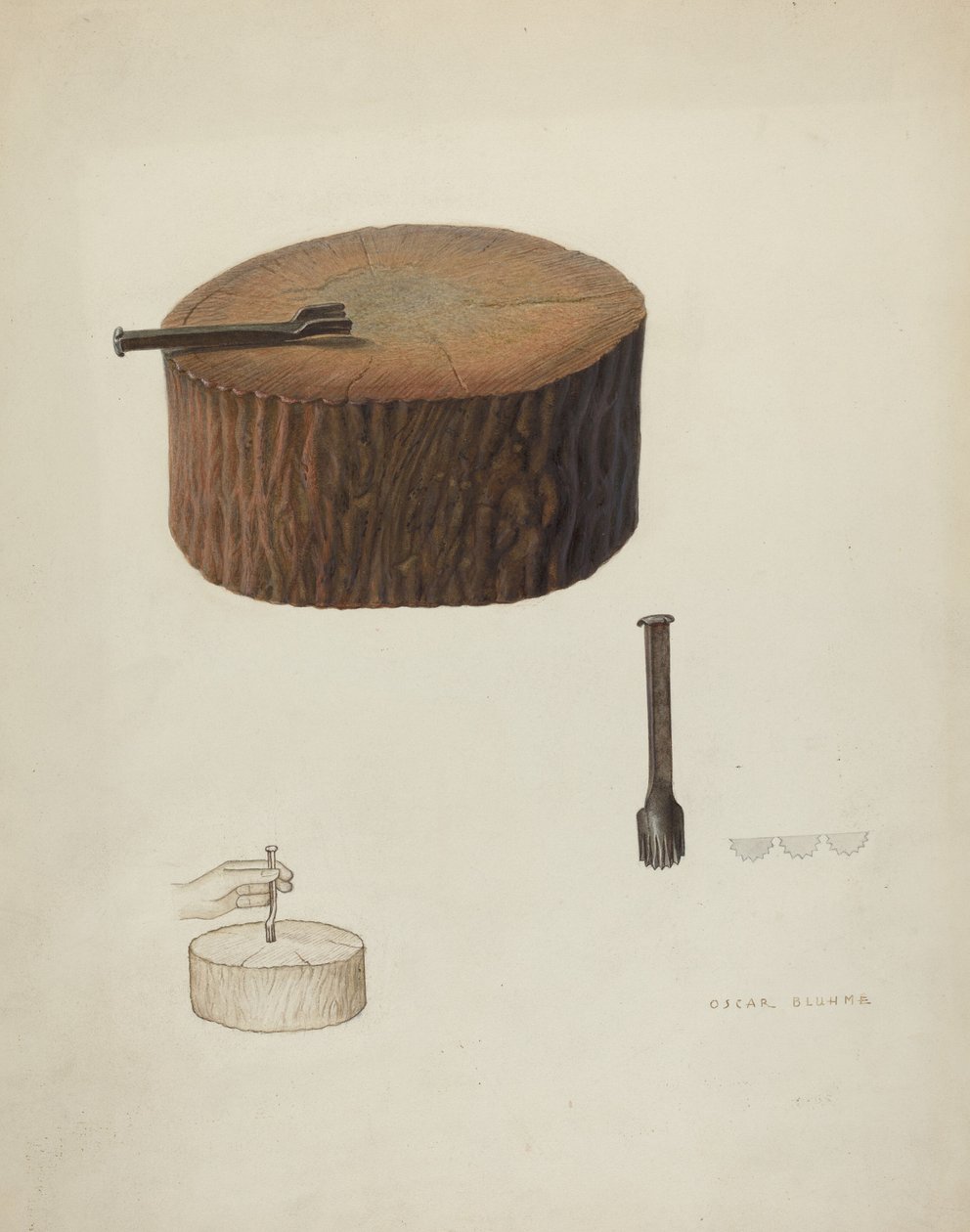 Plinker e bloco de madeira de Oscar Bluhme