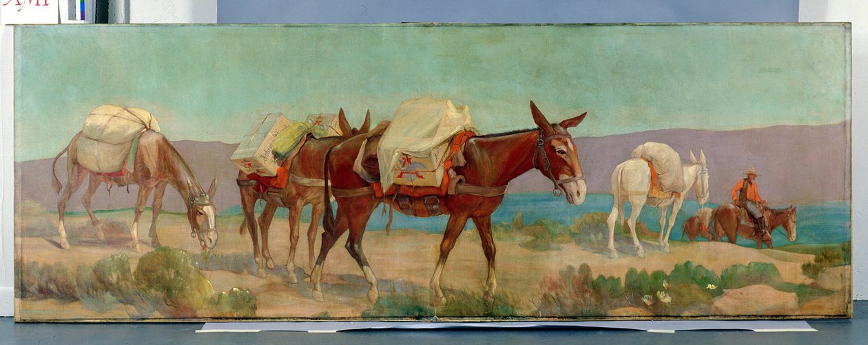 Mulas de Anheuser-Busch Pack (óleo sobre tela) de Oscar Edward Berninghaus