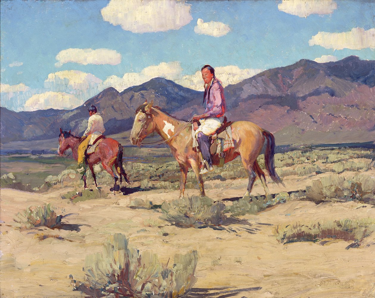 Bravos das montanhas de Taos (óleo sobre cartão) de Oscar Edward Berninghaus