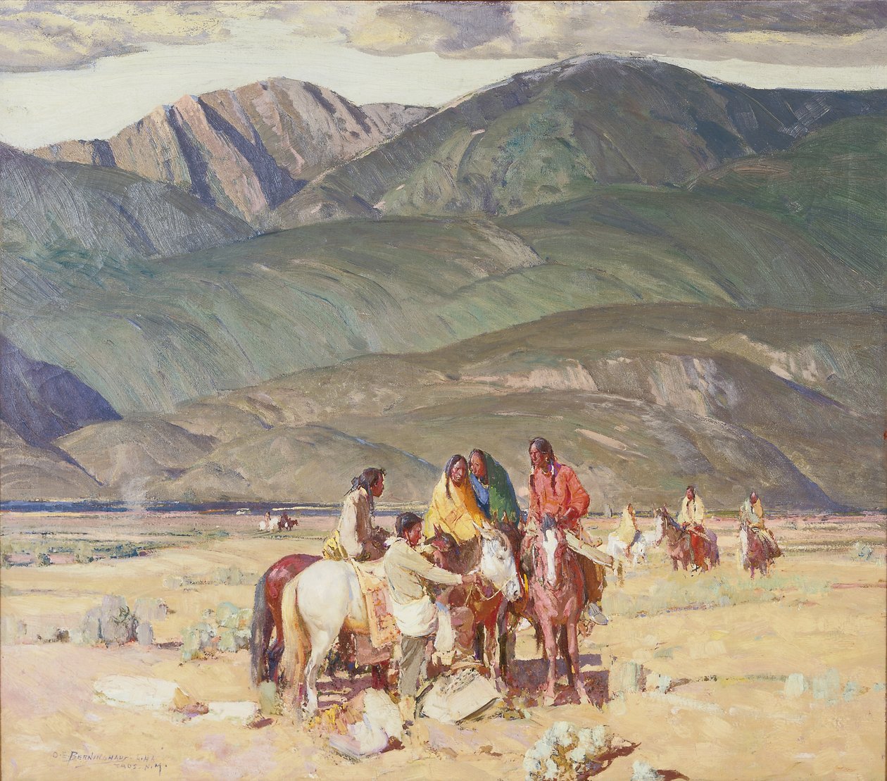 Índios Taos sobre a Mesa (óleo sobre tela) de Oscar Edward Berninghaus