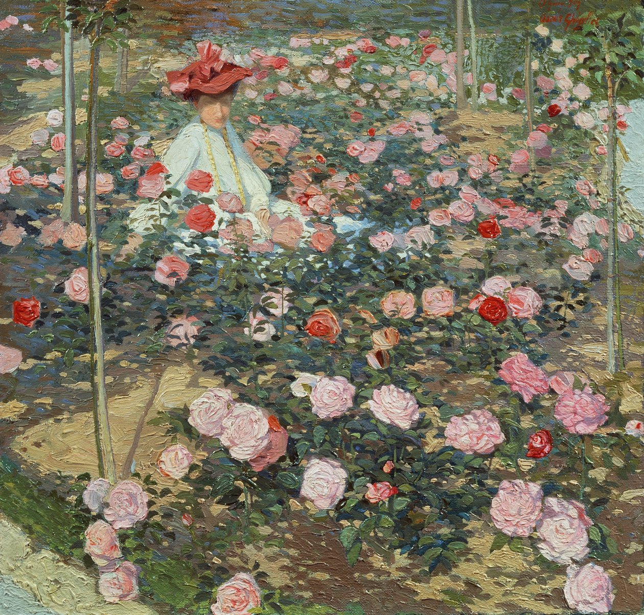 Sra. Ojetti no jardim das rosas de Oscar Ghiglia