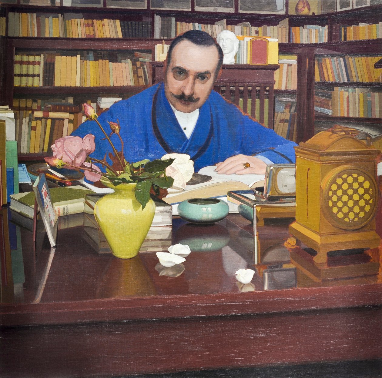 Ugo Ojetti no estudo, c.1908-09 (óleo sobre tela) de Oscar Ghiglia