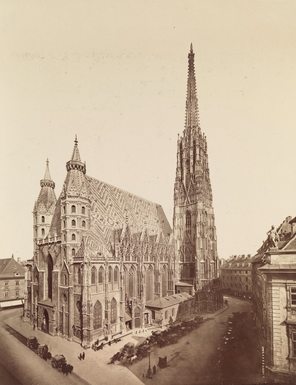 1.º, Stephansplatz 1 - Catedral de Santo Estêvão - fachadas oeste e sul - vista elevada de Oscar Kramer