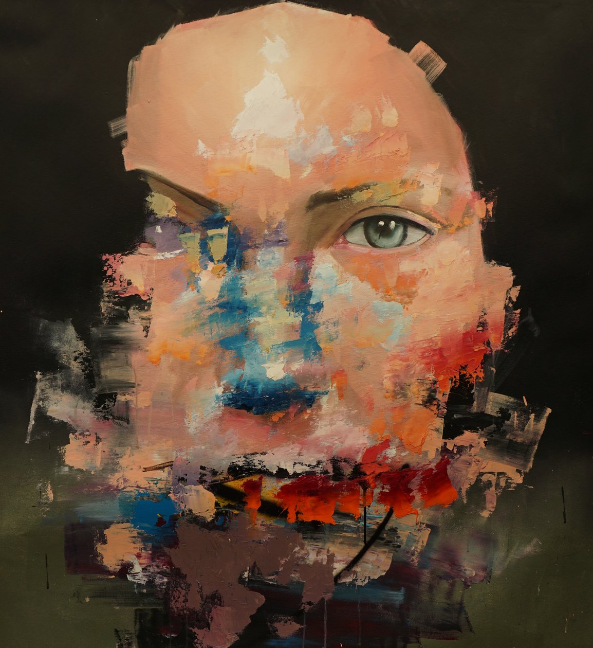 Distorted Color Model, 2018-2025 (acrílico e óleo sobre tela) de Oscar Nin