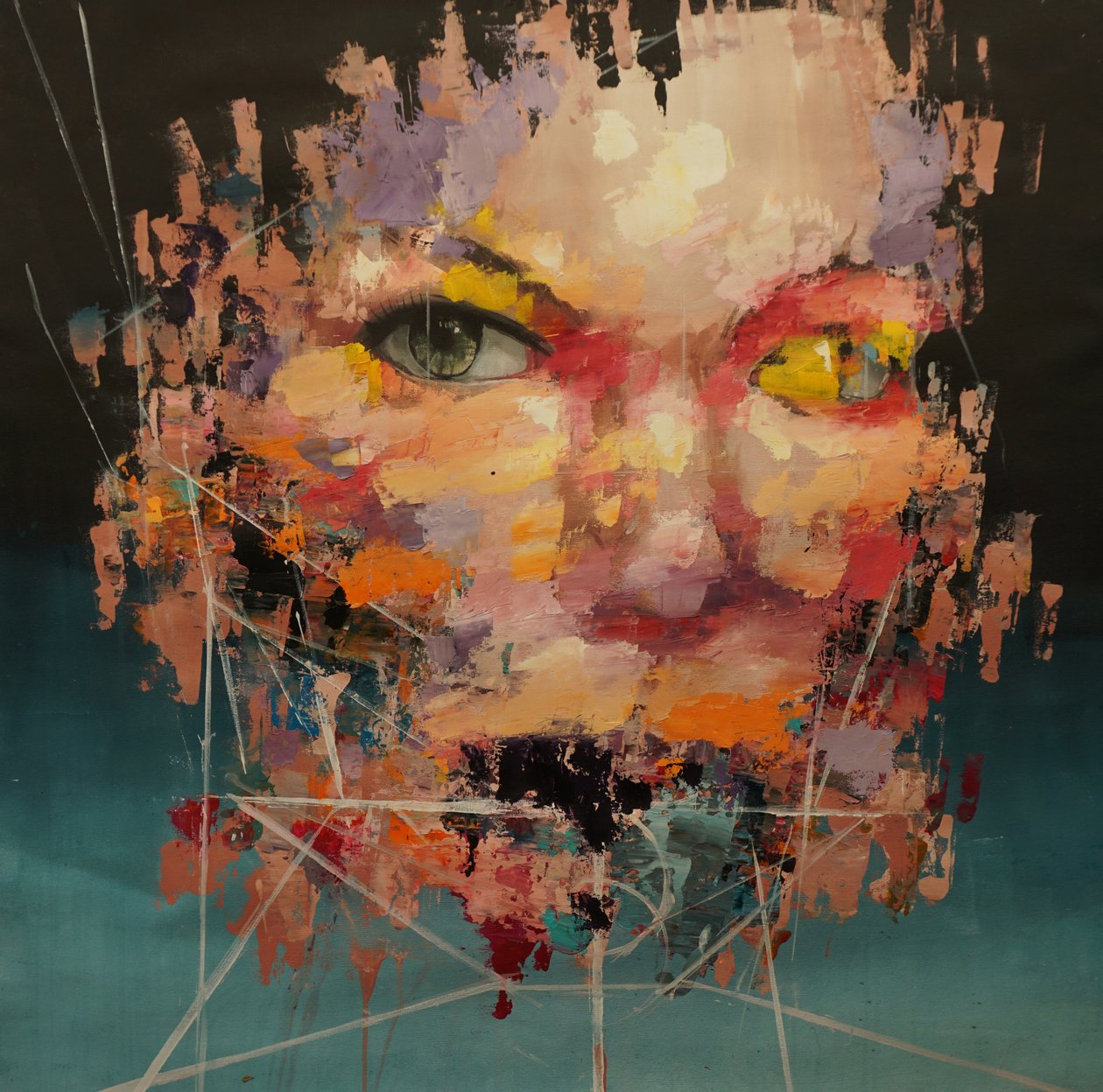Distorted Color Model 2 , 2018-2025 (acrílico e óleo sobre tela) de Oscar Nin