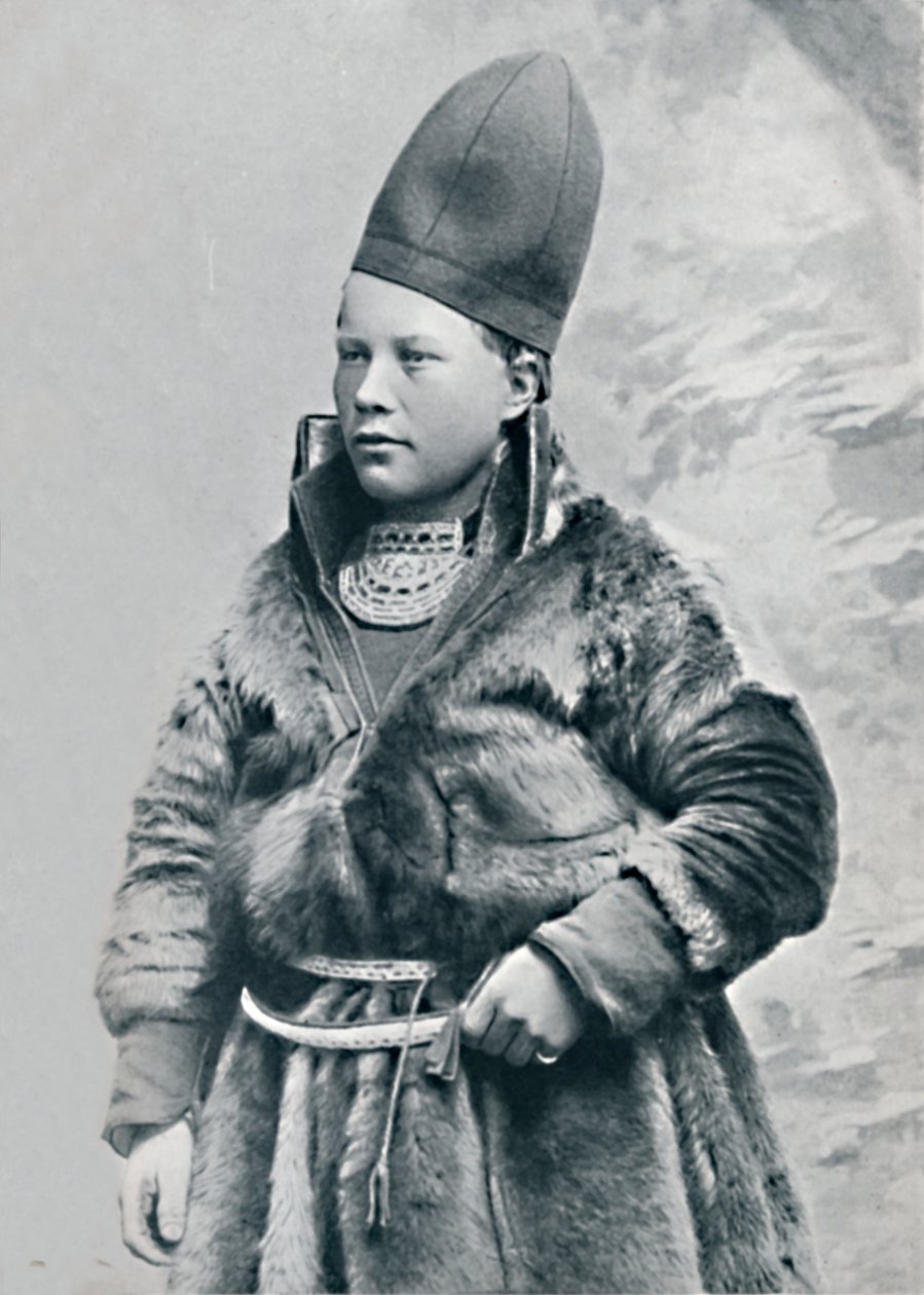 Um jovem Lapônia em traje de inverno, 1912 de Oscar Olsson