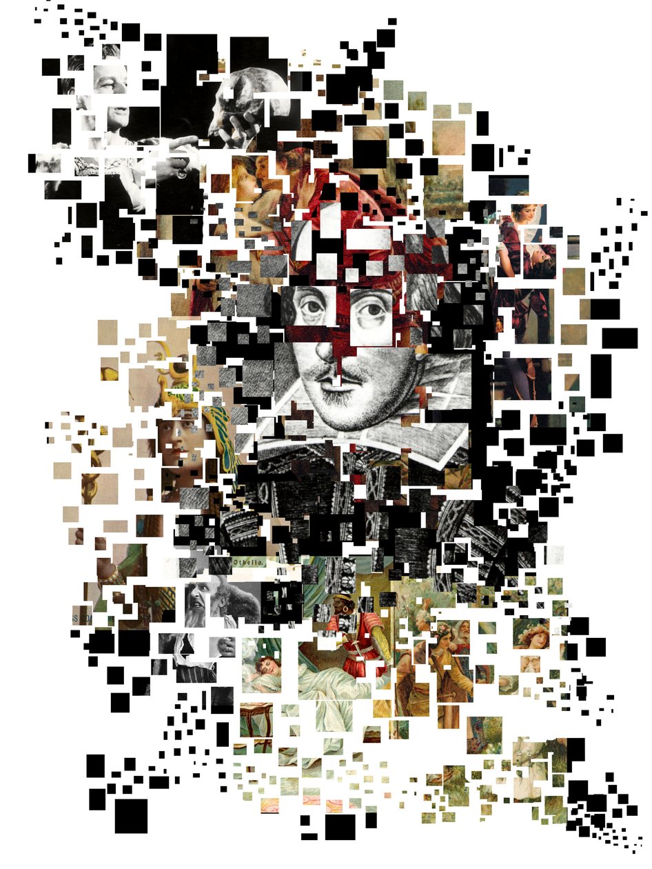 Colagem de William Shakespeare (gravura de Oscar Vila Nieto