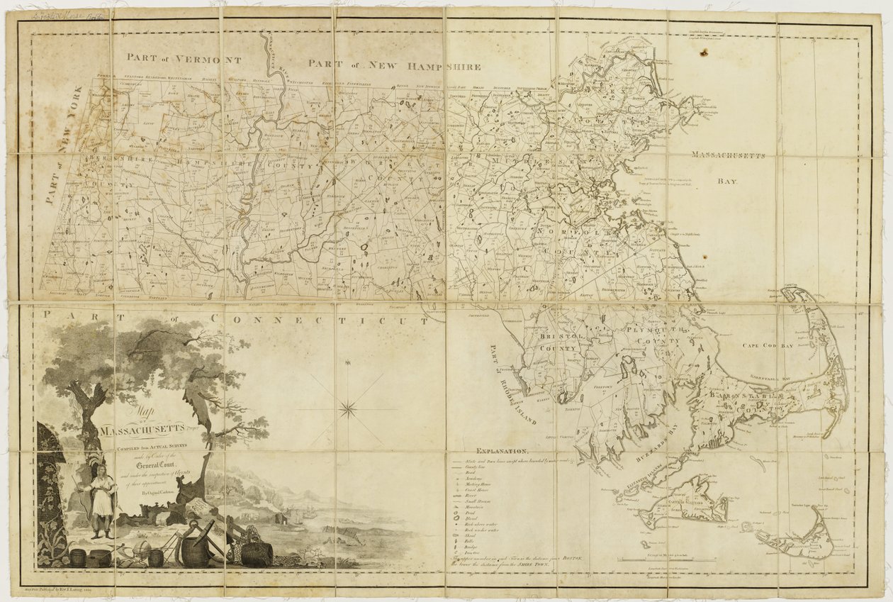 Mapa do próprio Massachusetts: compilado a partir de pesquisas reais feitas por ordem do Tribunal Geral e sob a inspeção dos agentes de sua nomeação, 1802 de Osgood Carleton