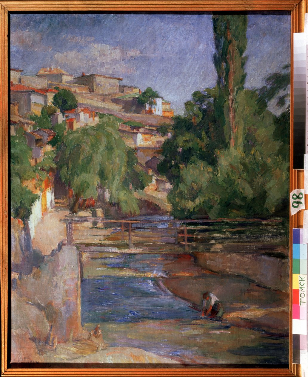 ""Paisagem com ponte e rio"" Pintura de Osip Emmanuilovich Braz (1872-1936) 1912 State Art Museum, Tomsk de Osip Emmanuilovich Braz