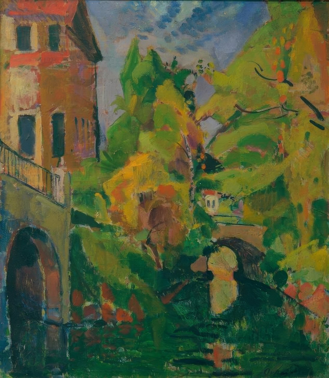 Ponte Königsallee com garagem de barcos de Oskar Moll