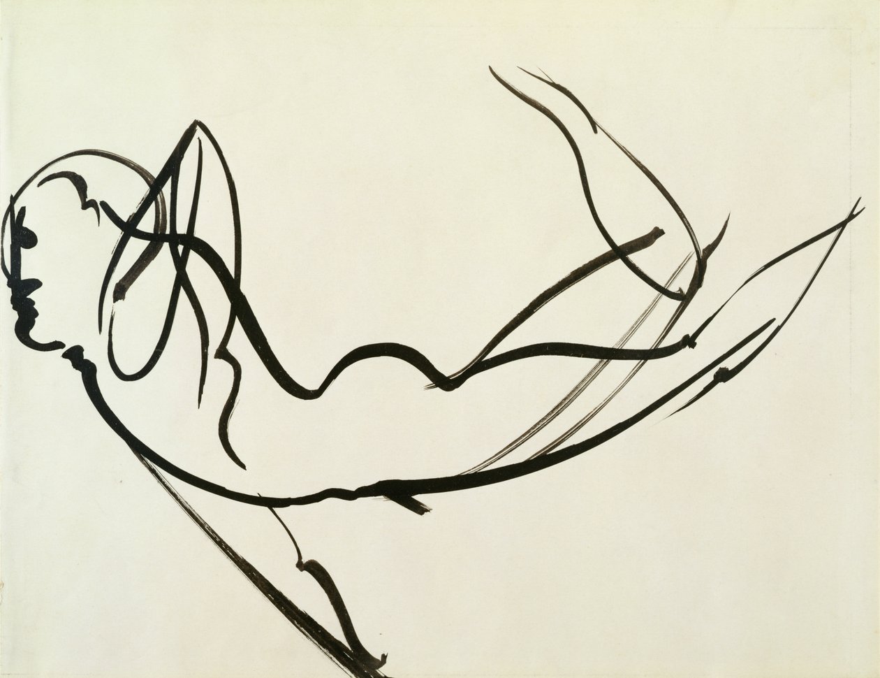 Dançando Nude (tinta preta sobre papel) de Oskar Schlemmer
