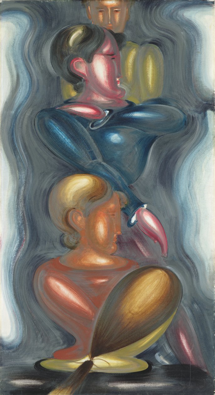 Grupo com Ecstasy Azul (óleo sobre tela colocado sobre cartão pesado) de Oskar Schlemmer
