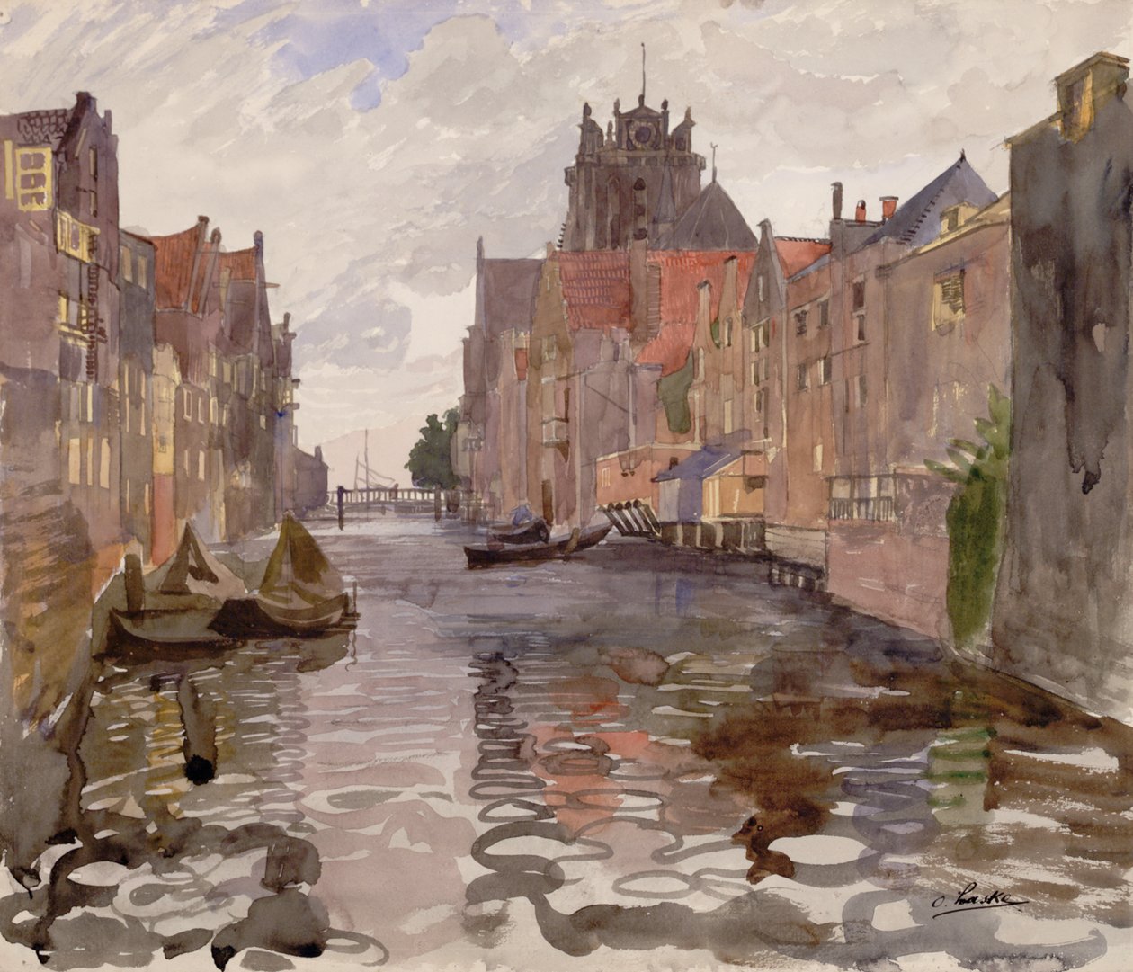 Canal em Dordrecht de Oskar Laske