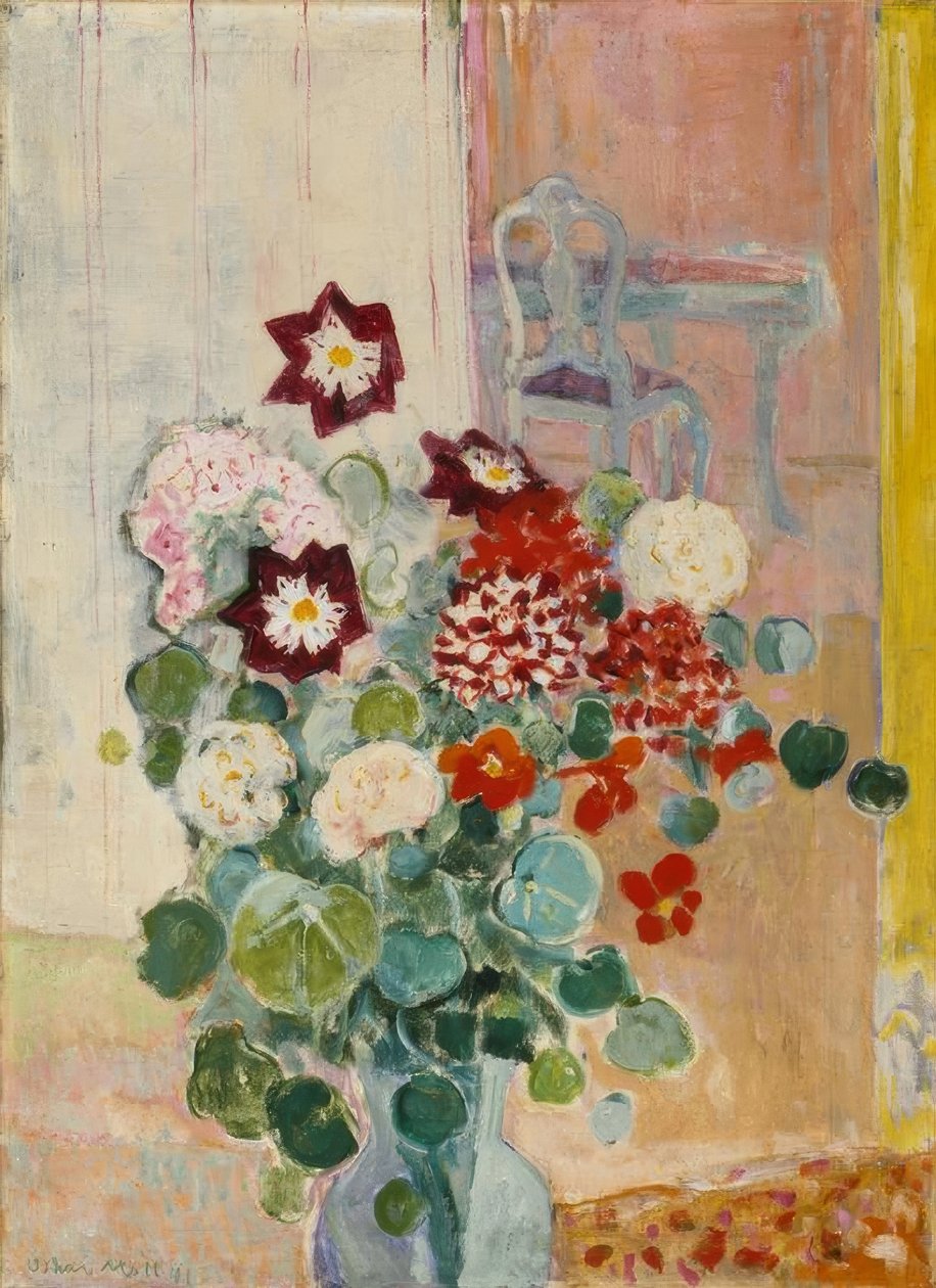 Bouquet com dálias e agrião de Oskar Moll