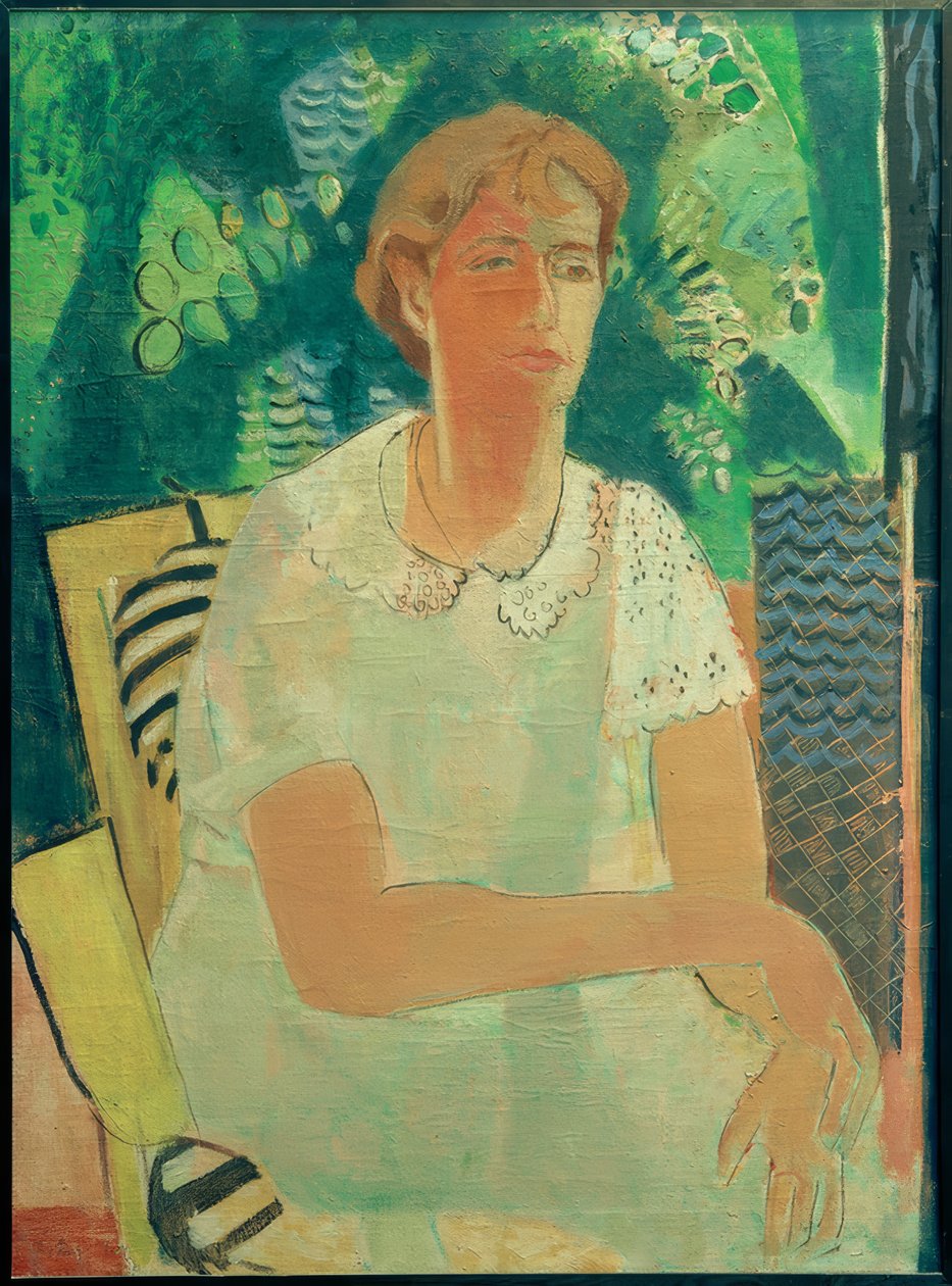 Retrato de Lita ao ar livre de Oskar Moll