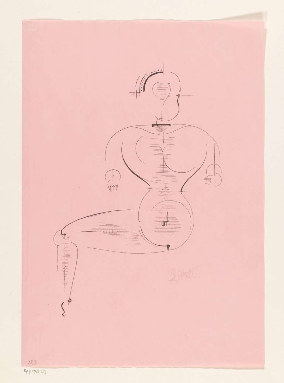 Figura sentada de Oskar Schlemmer (signed by artist)