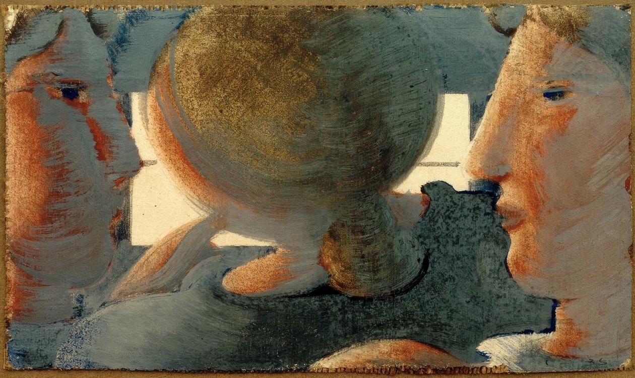 Três cabeças na frente da janela de Oskar Schlemmer