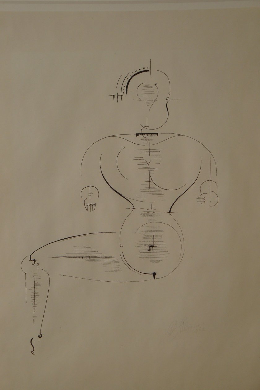 Figura de lado: Figura H2 Sentado, 1921. de Oskar Schlemmer