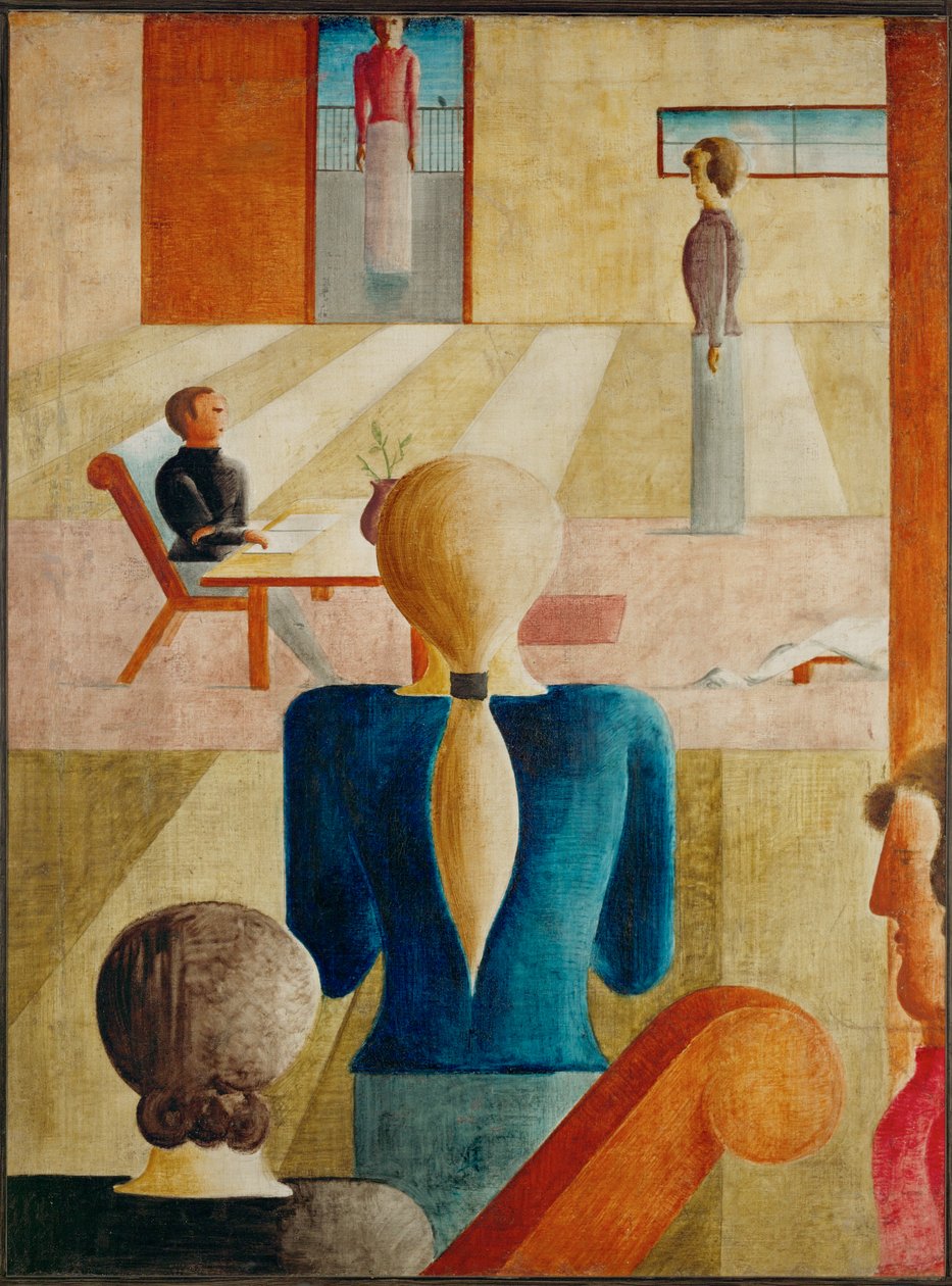 Escola de raparigas (óleo sobre tela) de Oskar Schlemmer