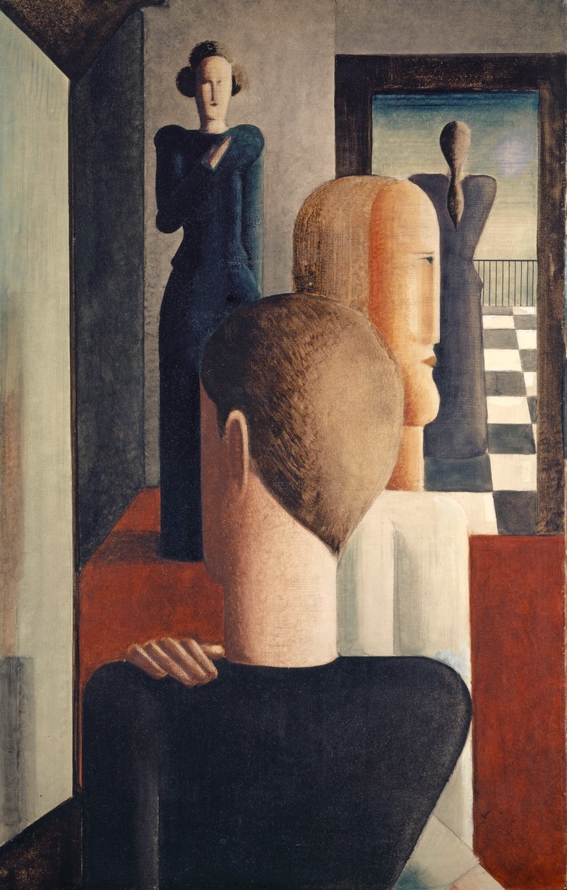 Interior com cinco figuras, romano de Oskar Schlemmer