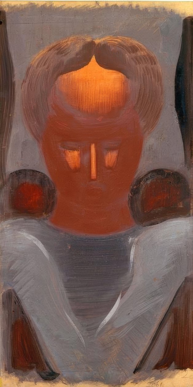 Cabeça com testa iluminada de Oskar Schlemmer