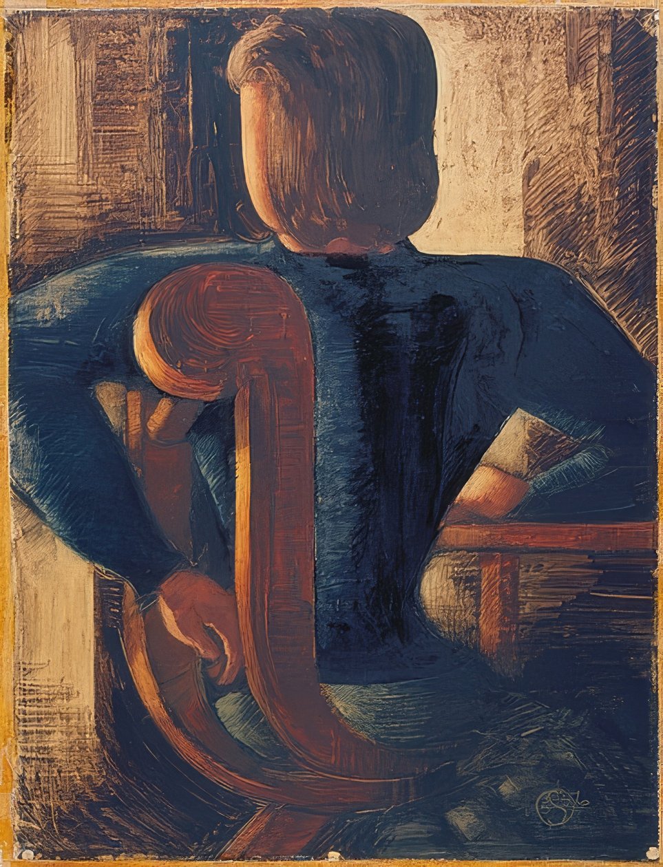 Sentado para trás à mesa. 1936 de Oskar Schlemmer