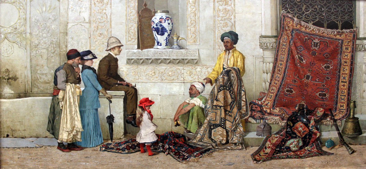 Negociante persa do tapete na rua de Osman Hamdi Bey