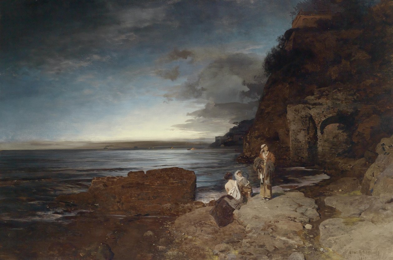 Noite na costa de Oswald Achenbach