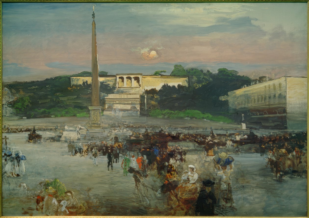 Roma, Piazza del Popolo - Pintura de Oswald Achenbach de Oswald Achenbach