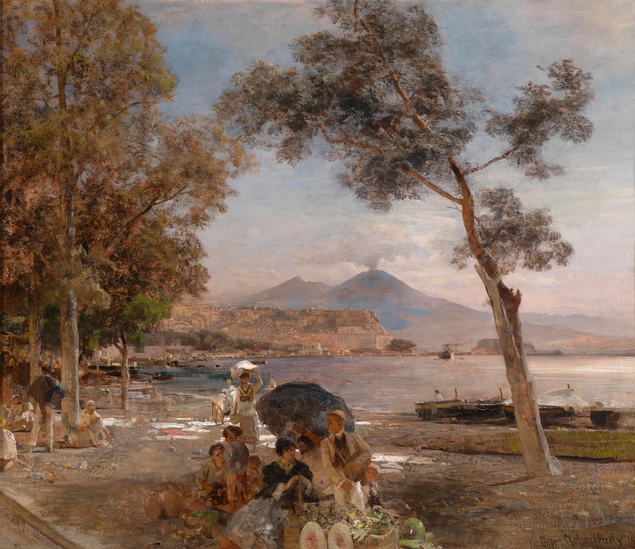 "Atmosphere de soiree sur la baie de Naples, Italie" (Atmosfera de noite na Baía de Nápoles) Peinture d