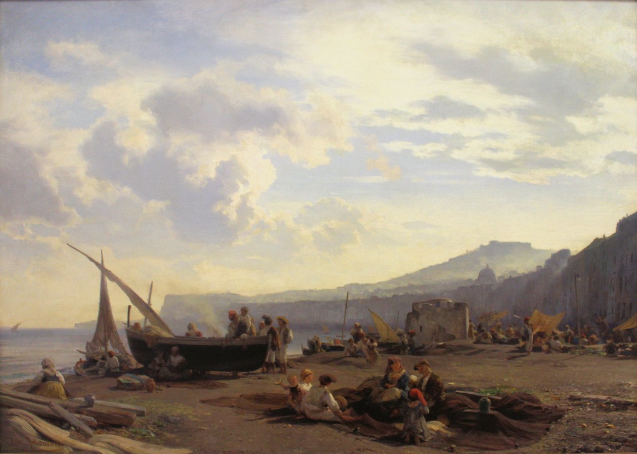 Chemnitz, Colecções de arte, Oswald Achenbach, Cena de praia de Oswald Achenbach
