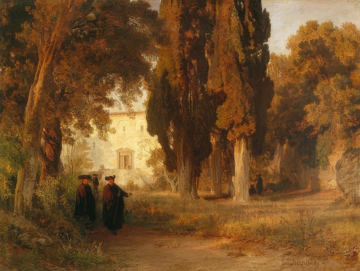 O jardim do mosteiro. Depois de 1857 de Oswald Achenbach