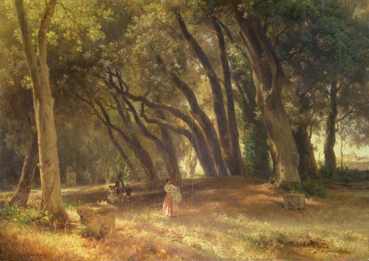 No Jardim da Villa Borghese (óleo sobre tela) de Oswald Achenbach