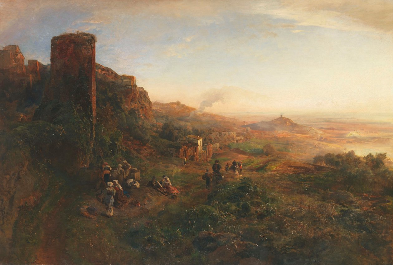 Oswald Achenbach O ambiente noturno nas colinas de Alban de Oswald Achenbach