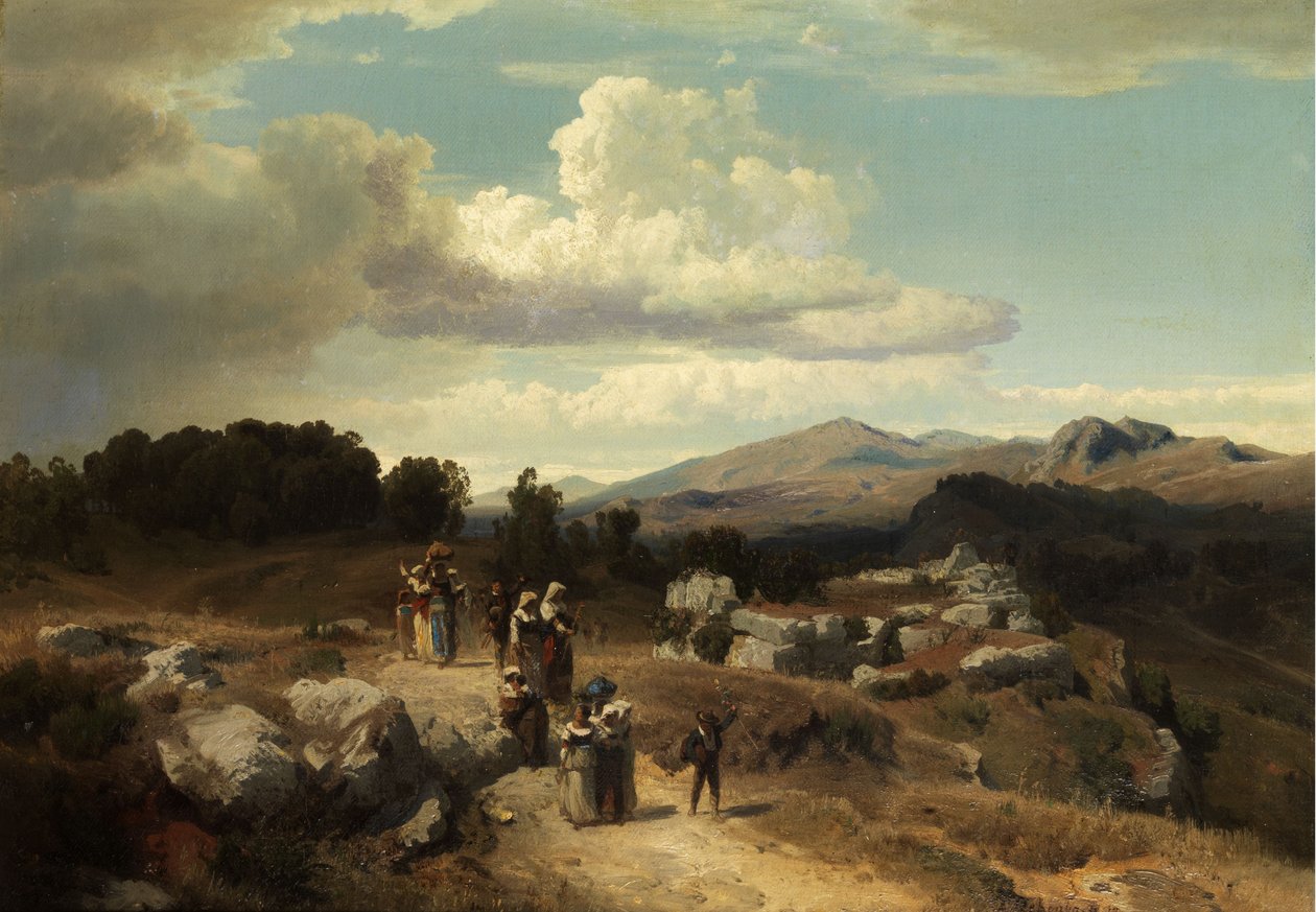 Passeio de domingo no campo romano de Oswald Achenbach
