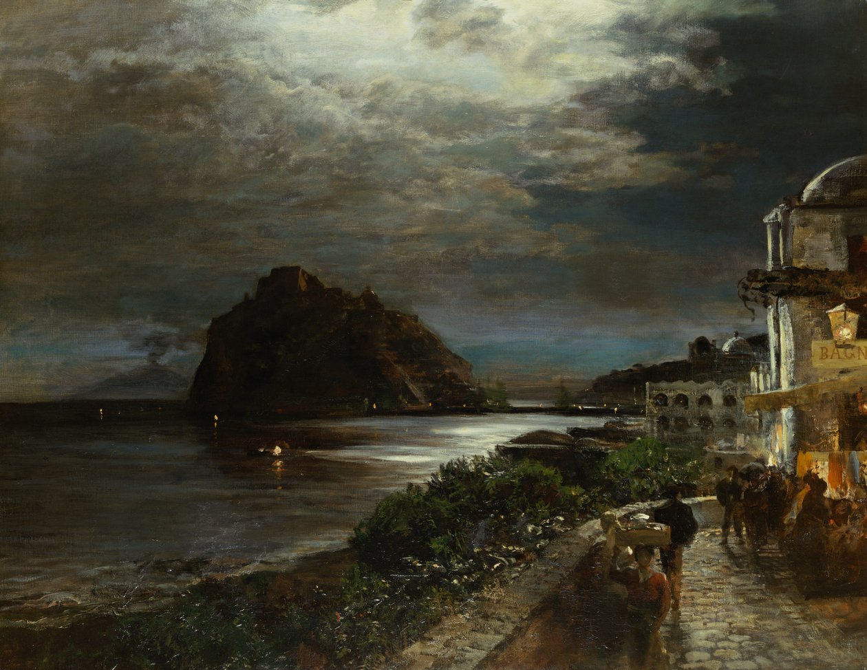 O Castelo Aragonês Ischia (óleo sobre tela) de Oswald Achenbach