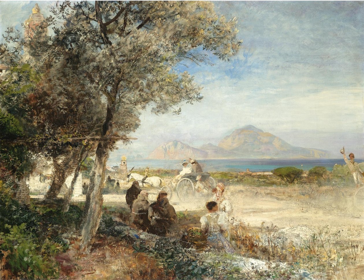 Vistas para o Golfo de Nápoles de Oswald Achenbach