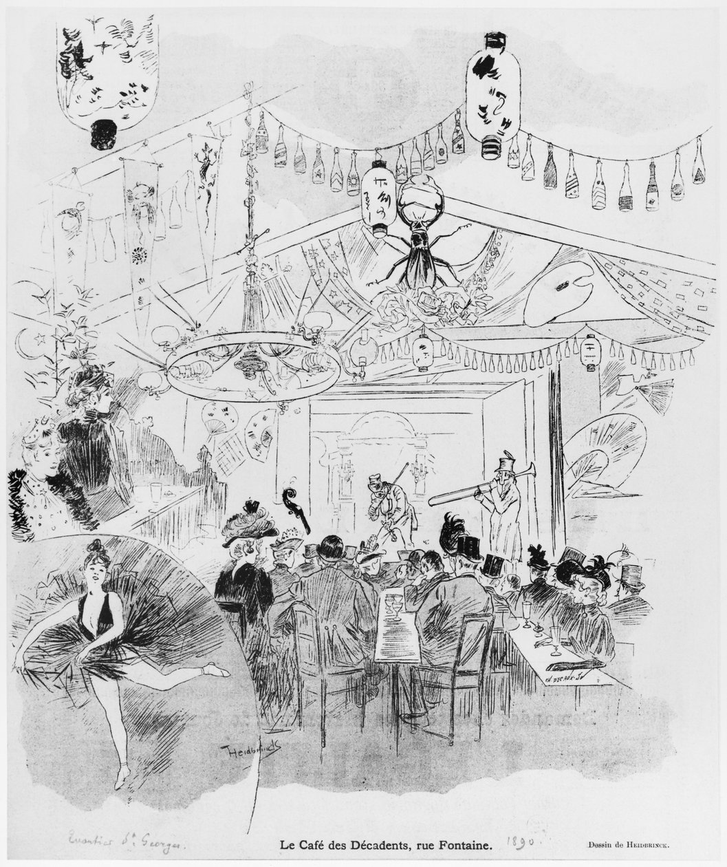 Decadents Cafe, 16bis rue Fontaine, Paris, 1890 de Oswald Heidbrinck