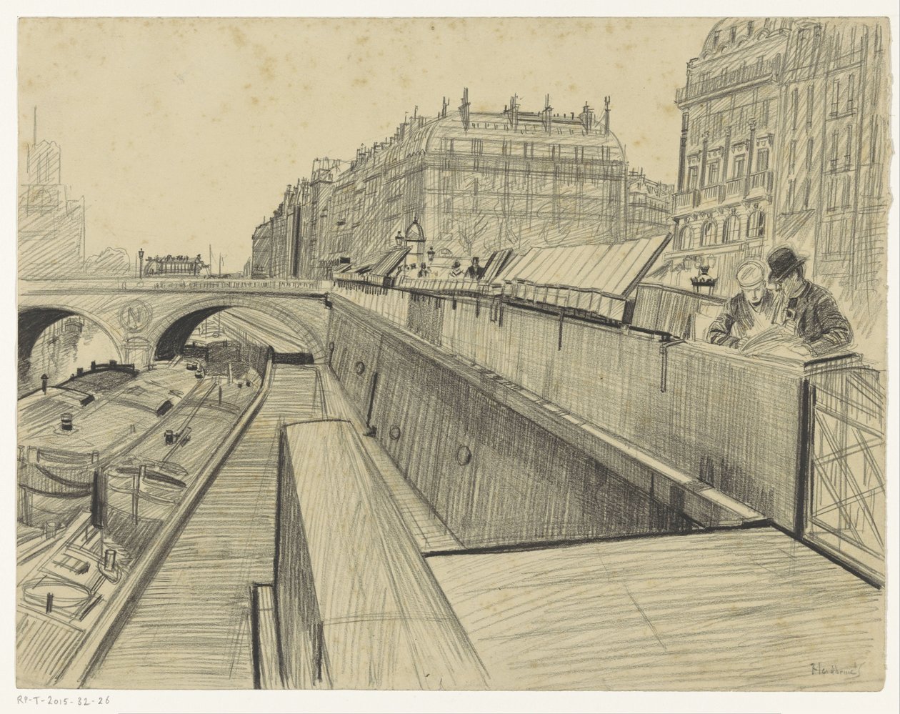 Vista do Quai des Grands-Augustins em Paris de Oswald Heidbrinck