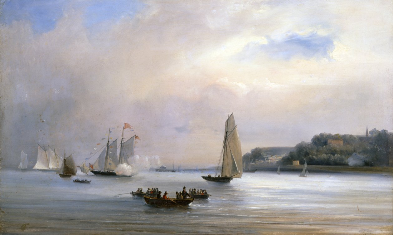A Corrida de Iates Anglo-Americana ao redor da Ilha de Wight, 22 de agosto de 1851 (óleo sobre tela) de Oswald Walters Brierly