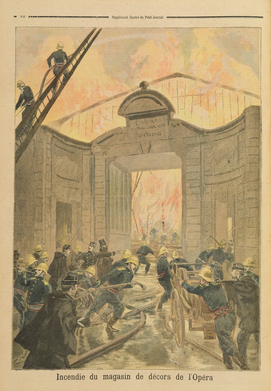 Incêndio na doca de cena da Ópera de Paris, de &39;Le Petit Journal&39;, 22 de janeiro de 1894 de Oswaldo Tofani