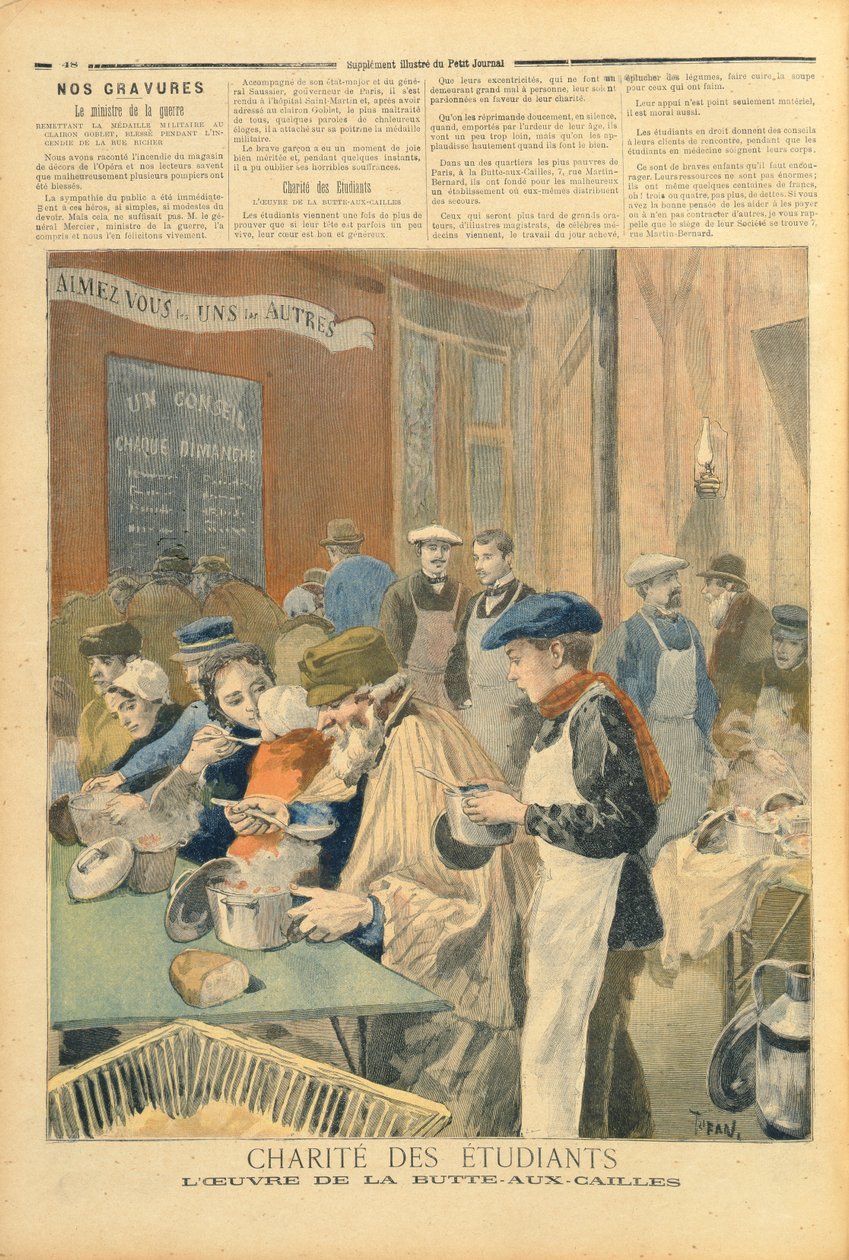 A Caridade dos Estudantes: A Cozinha da Sopa em Butte-aux-Cailles, do &39;Le Petit Journal&39;, 5 de fevereiro de 1894 de Oswaldo Tofani